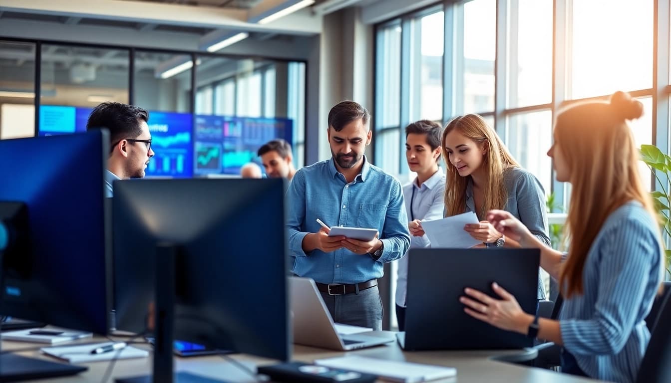 Engage with managed it services near me through a collaborative IT team in a modern office.