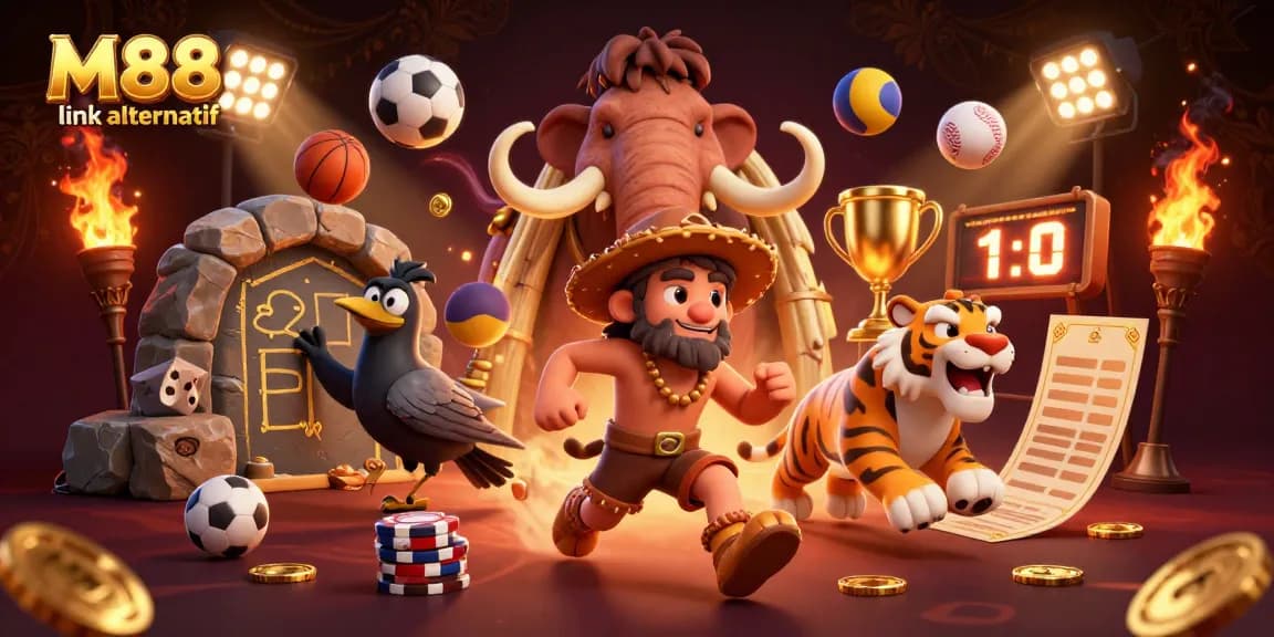 M88 link alternatif offers exciting casino experiences with unique prehistoric themes and dynamic sports elements.