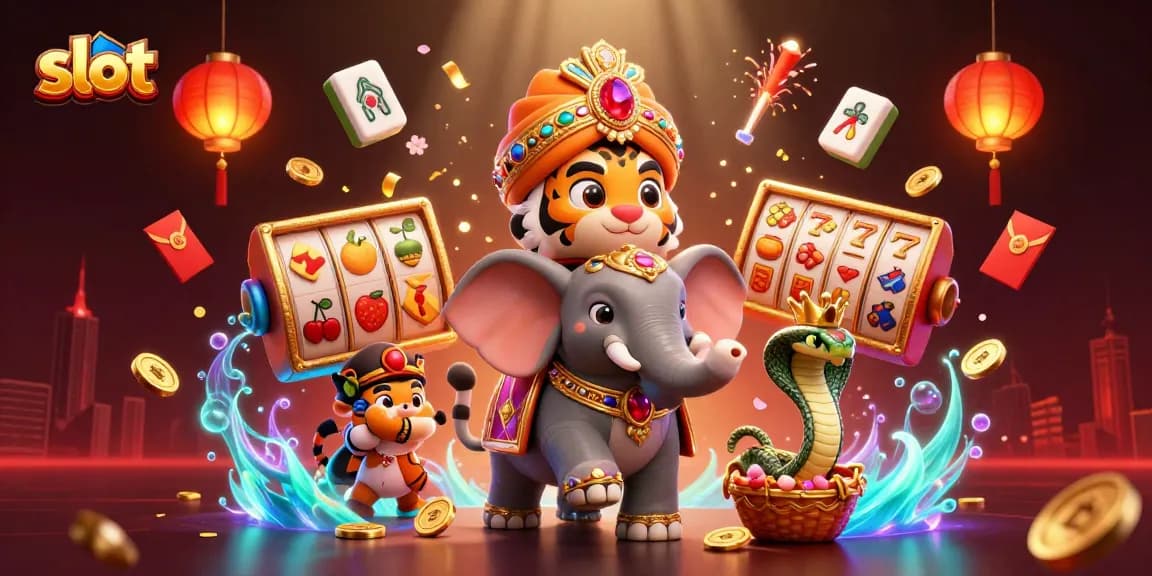 Experience the thrill of the slot reels in a vibrant 3D casino scene!