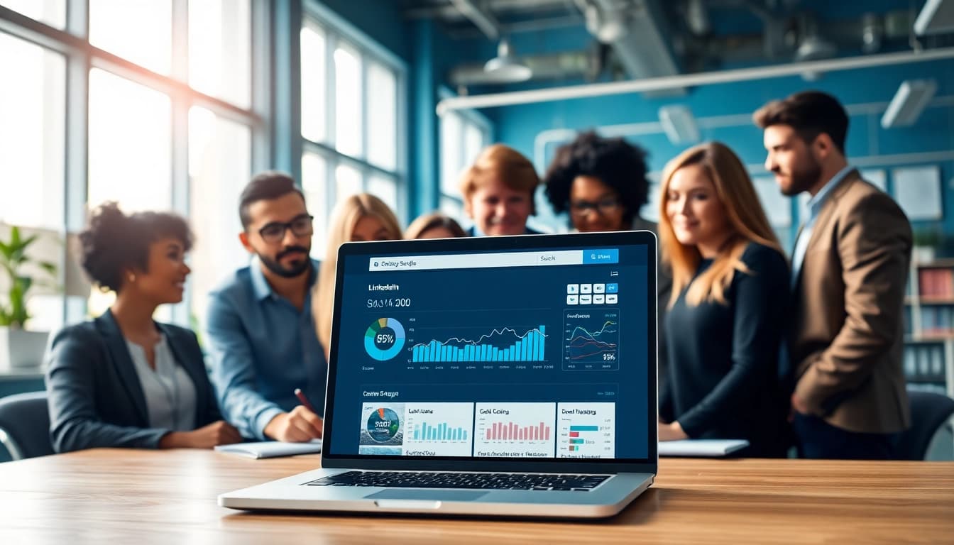 Learn how to scrape linkedin leads from search results with professionals collaborating over data analytics.