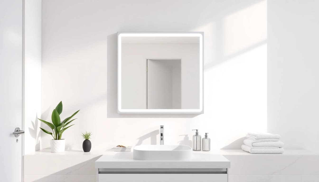 Enhance your space with a stylish bathroom mirror with LED light for better lighting and ambience.