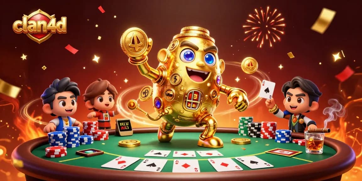 Engage with the exciting world of clan4d gaming featuring a golden golem amidst poker action.