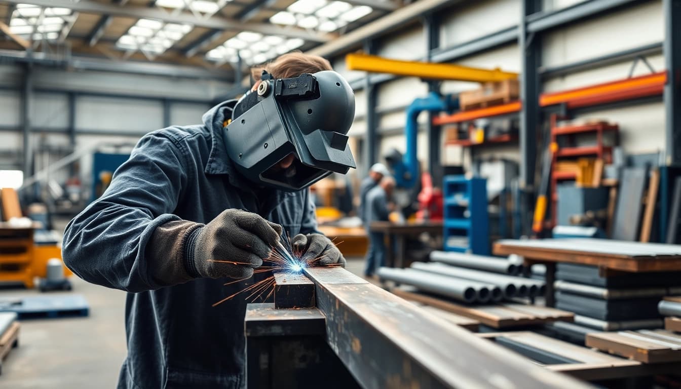 Discover top-rated steel fabricators near me in a vibrant fabrication workshop filled with skilled artisans.