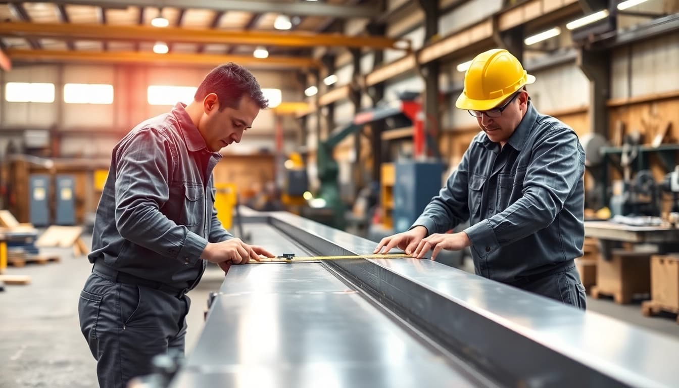 Steel fabricators near me expertly constructing a metal structure in a modern workshop.