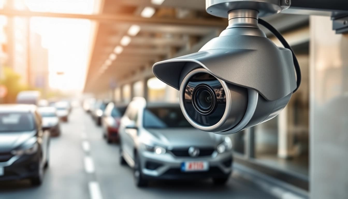 High-quality license plate recognition camera in a professional urban setting.