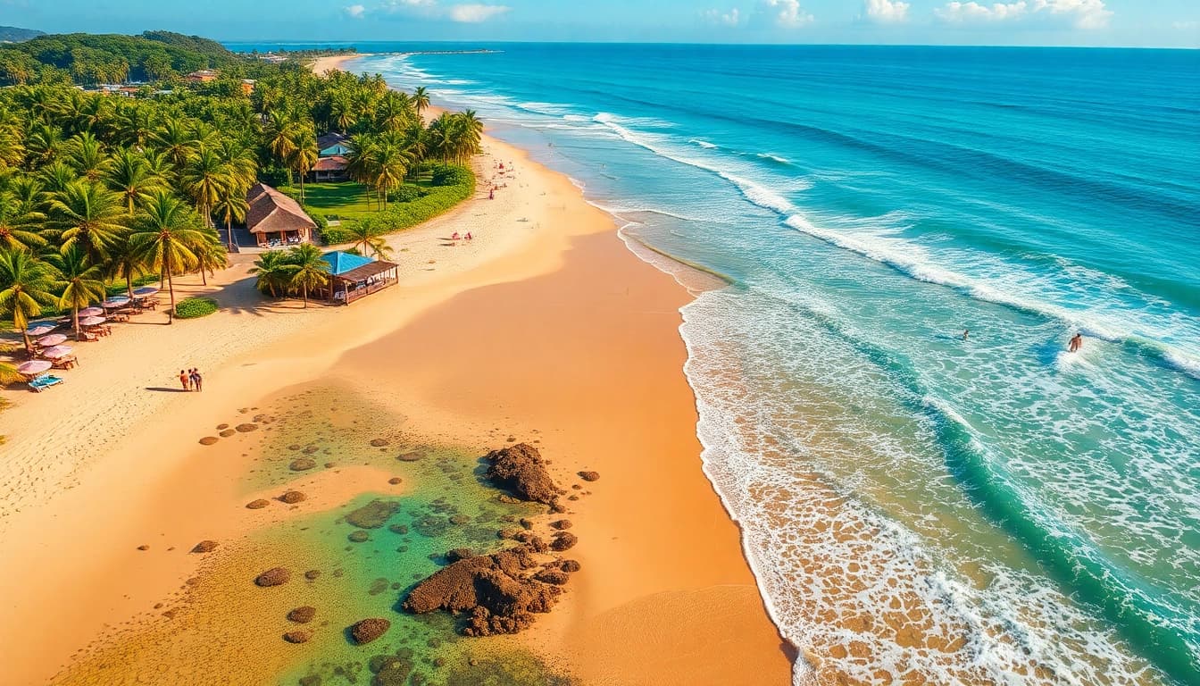 Visão aérea deslumbrante das praias intocadas de Paripueira AL e da paisagem costeira vibrante.