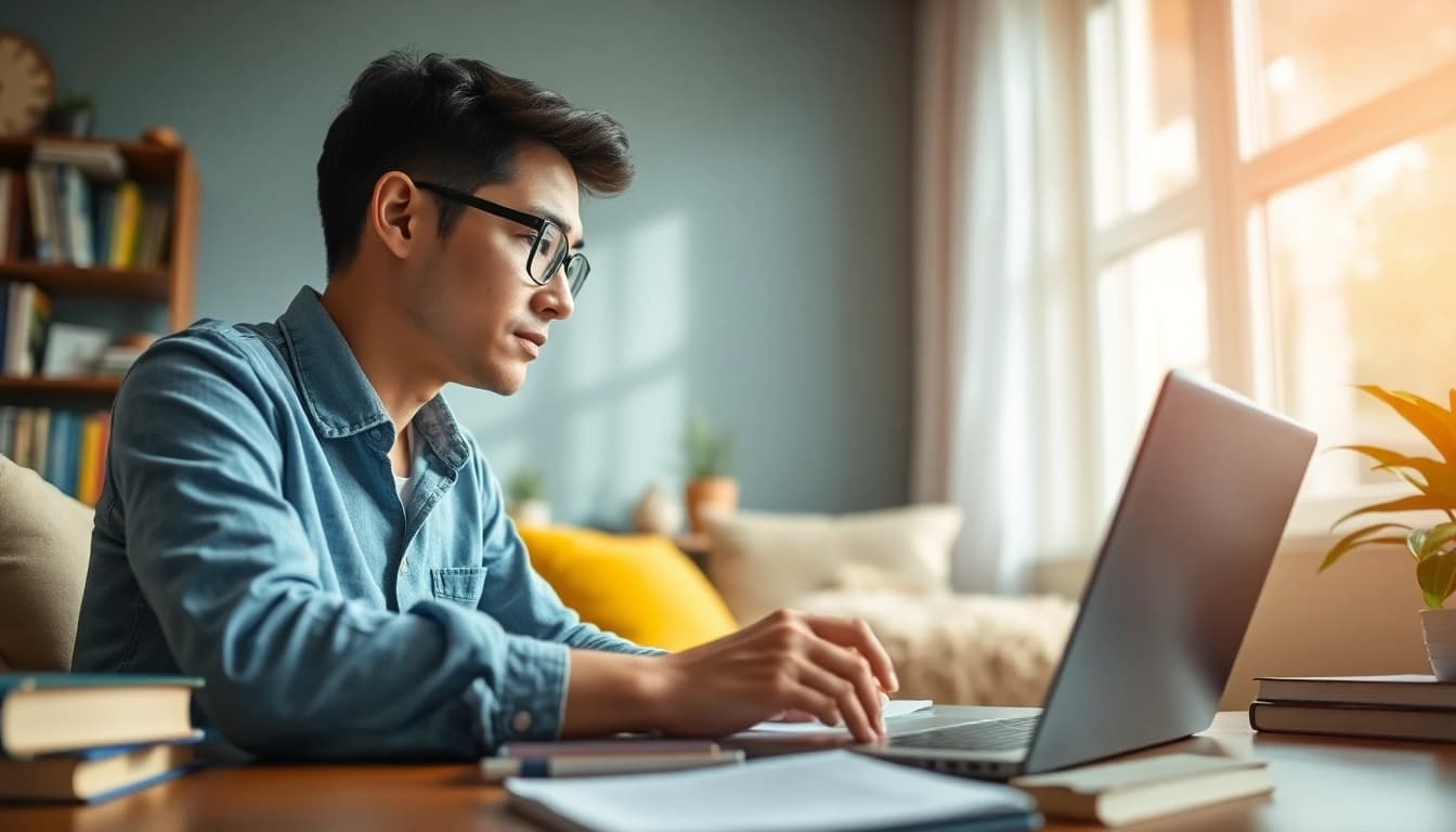 Engaging remote exam help session showcasing tutor-student interaction in a cozy study.