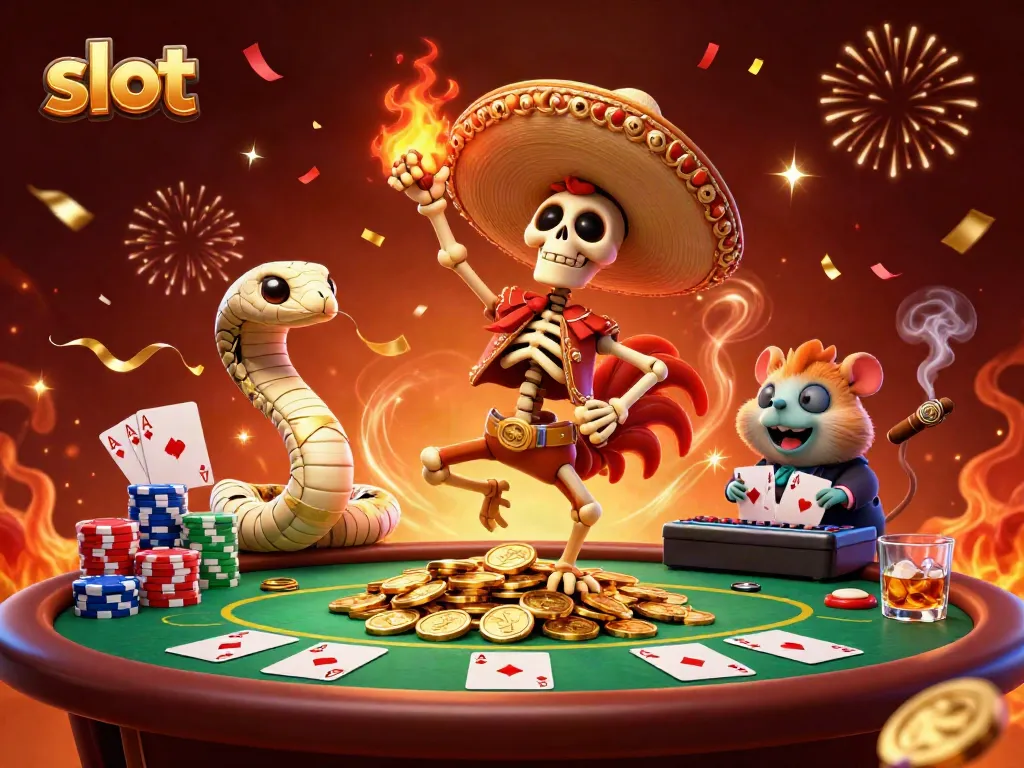 Slot menyenangkan saat merayakan jackpot dengan karakter unik di kasino.