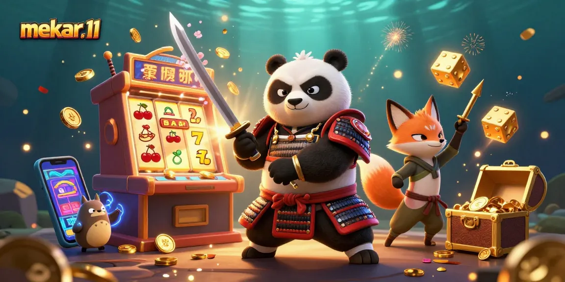 Play slots with mekar11's exciting character lineup amidst dazzling jackpot elements.