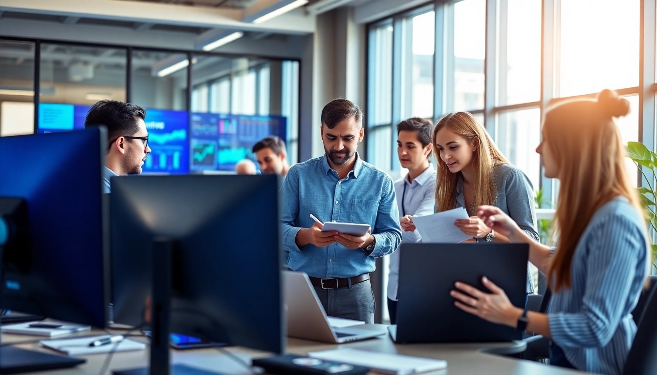 Engage with managed it services near me through a collaborative IT team in a modern office.