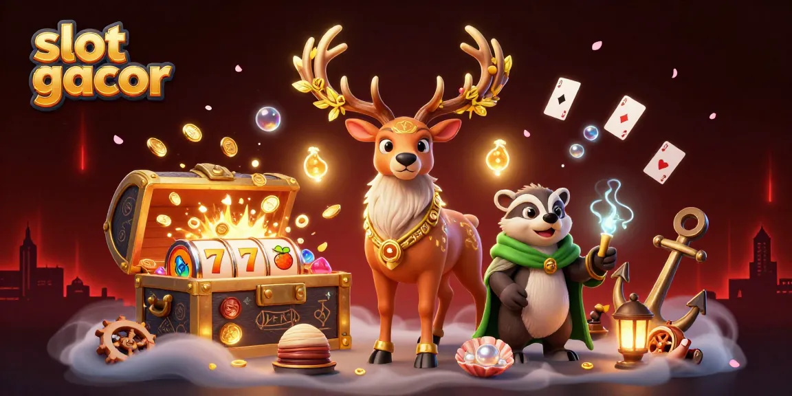 Discover new slot gacor strategies with an illustrated scene of mythical characters and rich casino elements.