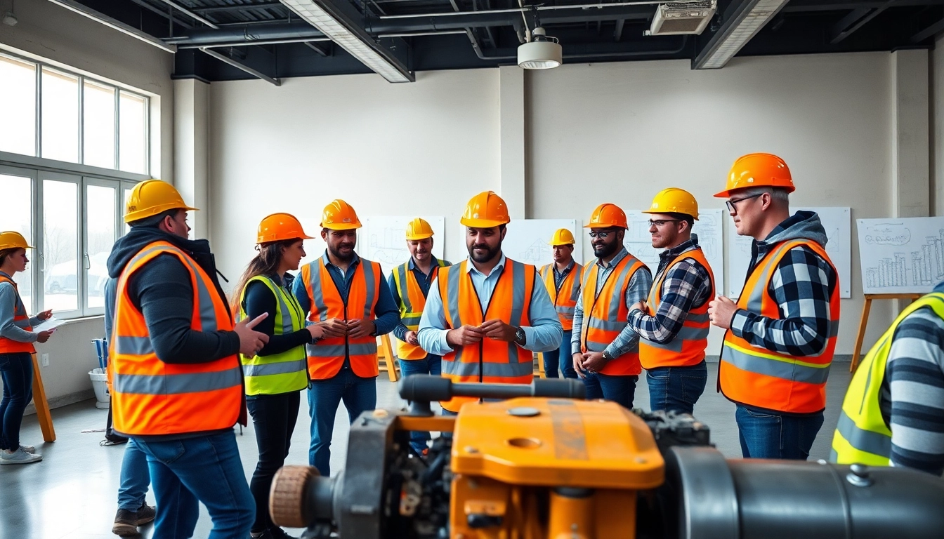 Participants engaging in construction training, focusing on skill development and teamwork.