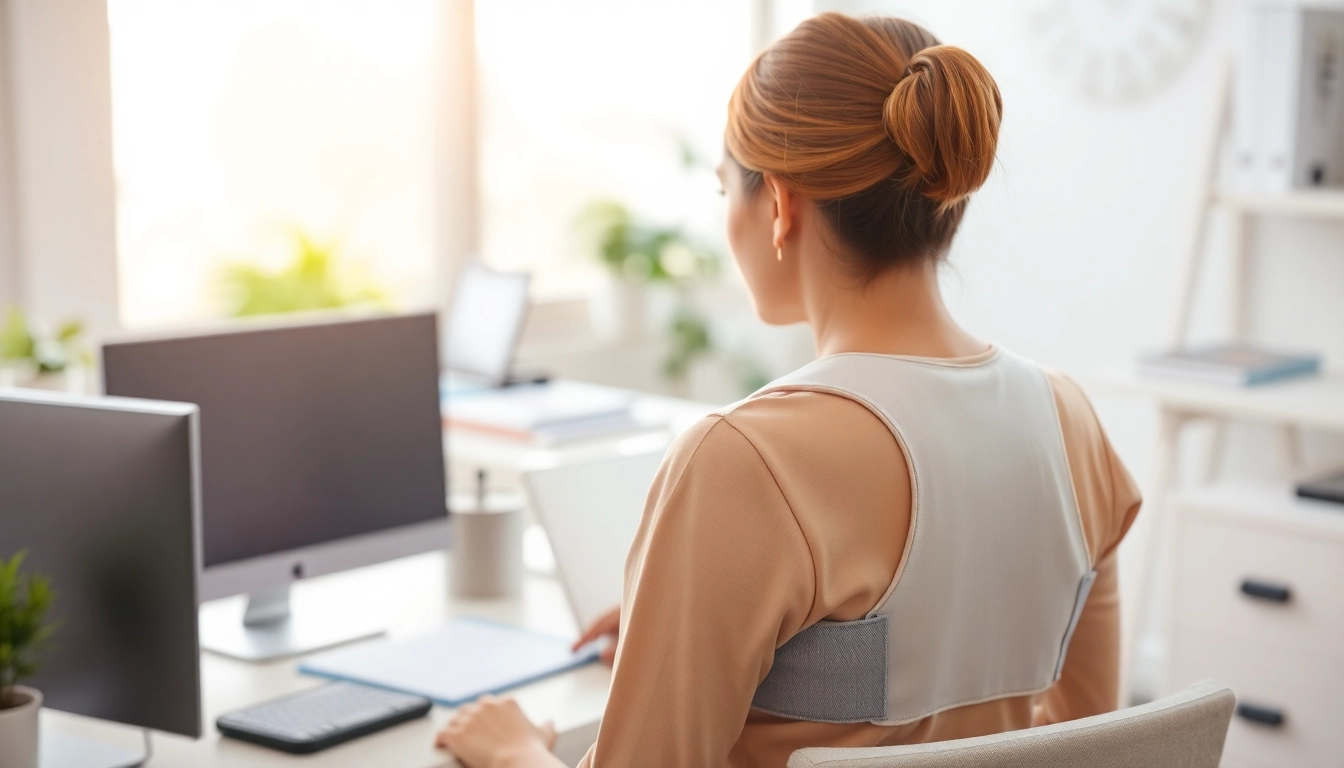 Wear a posture brace while working at a desk for better spinal alignment.
