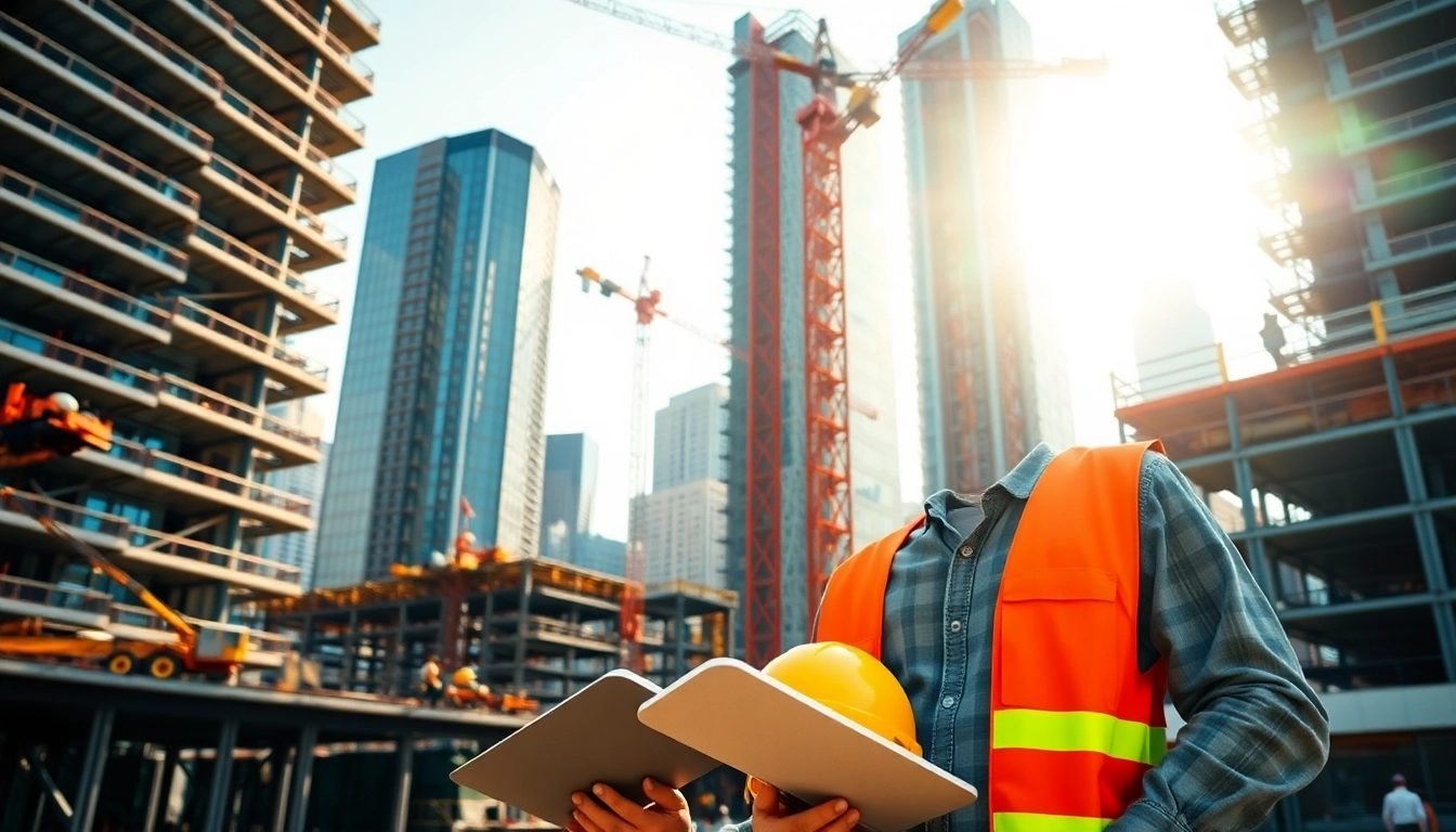 Manhattan Construction Manager guiding a busy site with cranes and workers in action.