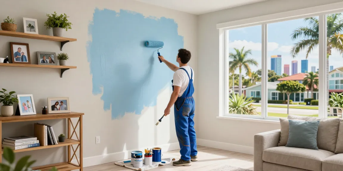 Expert painters in Sarasota FL revitalizing a home with fresh, vibrant colors in a sunlit living room.