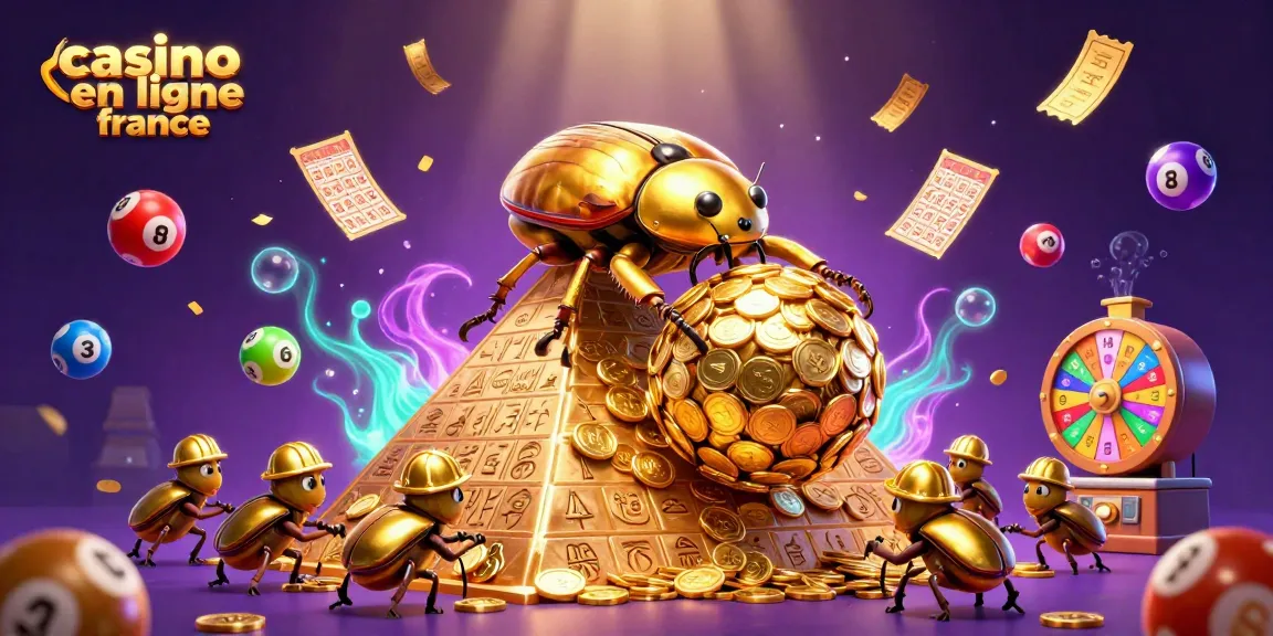 Offrez-vous l'excitation des jeux avec casino en ligne France, où des coccinelles dorées roulent des pièces dans un univers dynamique.