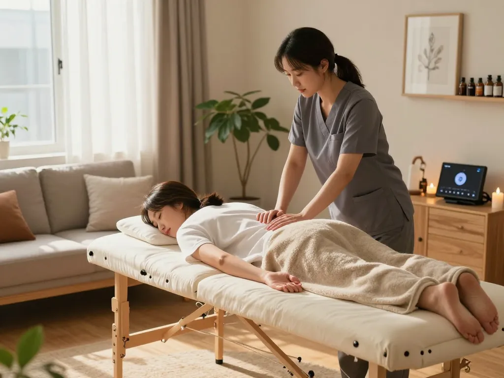 Experience 서울출장마사지 in a tranquil home setting with a professional therapist.