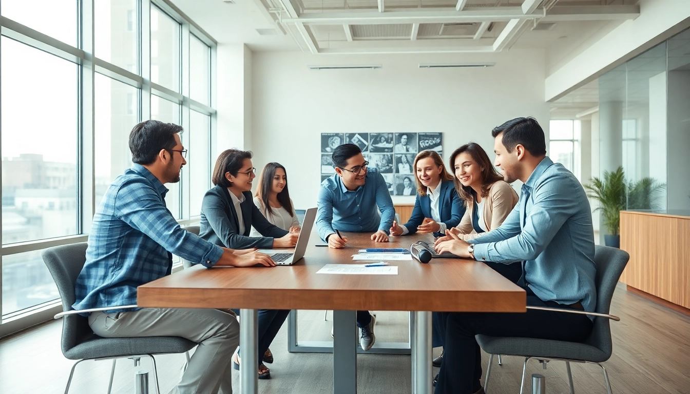 Team discussing wan strategies in a bright modern office during a productive meeting.