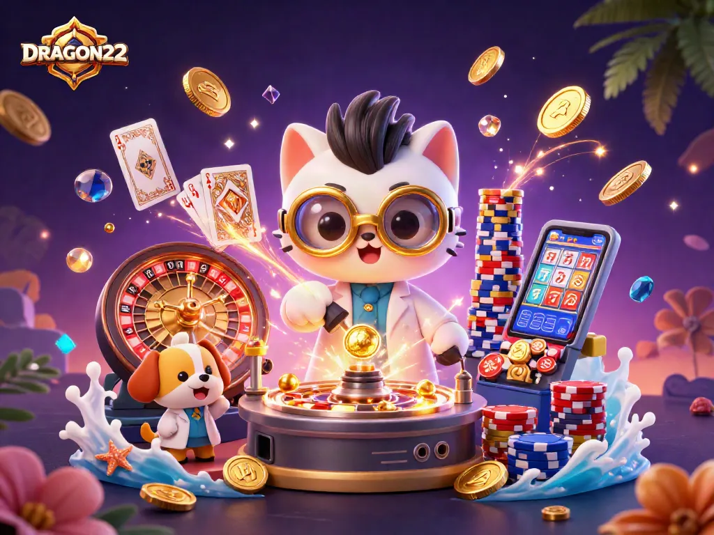 Experience thrill with DRAGON222 as whimsical characters create magic in a casino-themed adventure.
