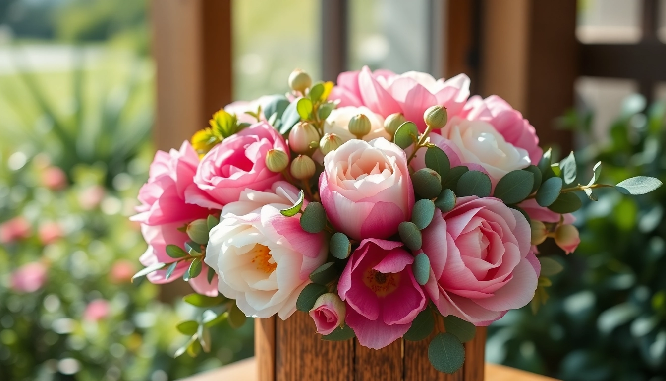 Showcasing stunning wedding flowers in a rustic setting, evoking romance and celebration.