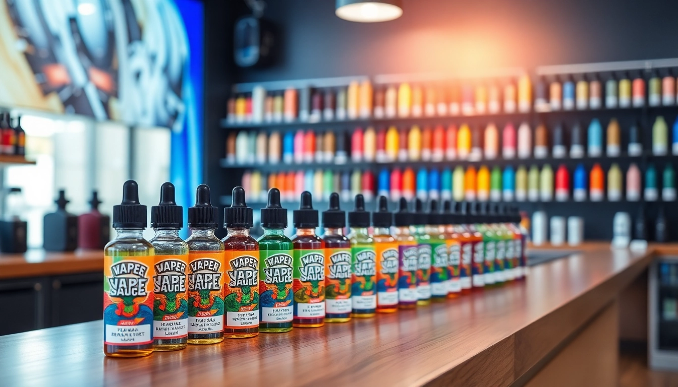 Showcasing a variety of products at Vape Juice Depot with bright lighting and a vibrant atmosphere.