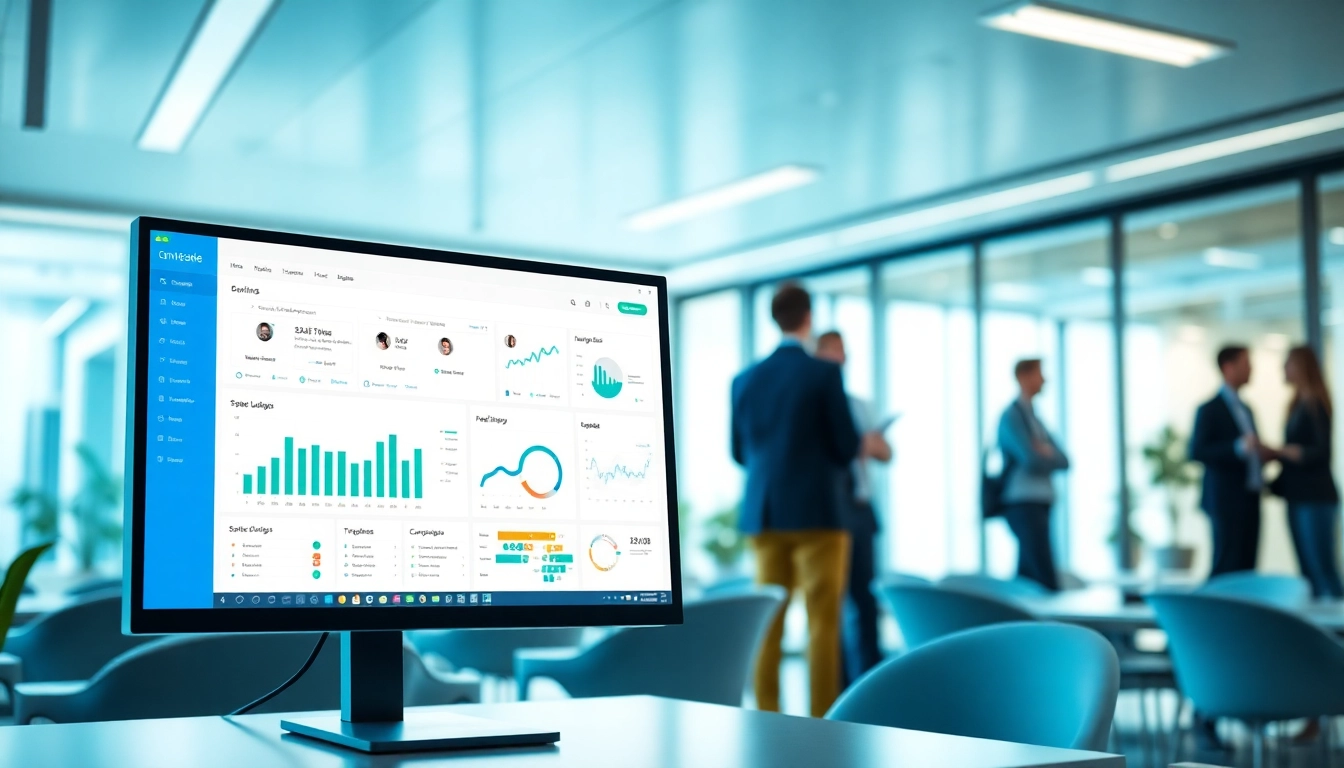 Showcasing enterprise search ai dashboard interface in a modern office environment.