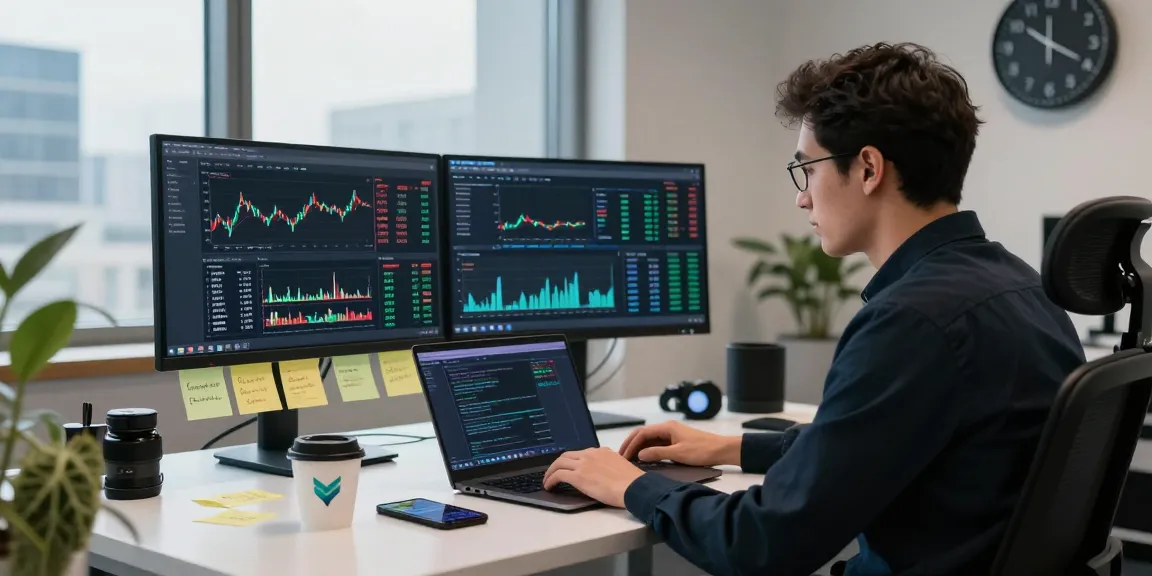 Developer analyzing US soybean real-time data API trends in a modern tech workspace with live market data.