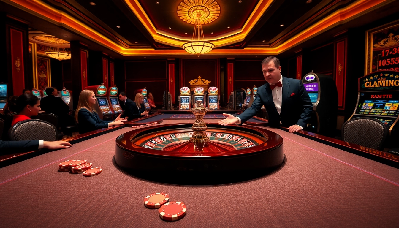 Scène captivante d'une atmosphère de casino excitante présentant la table de roulette et l'action de jeu du meilleur casino en ligne.