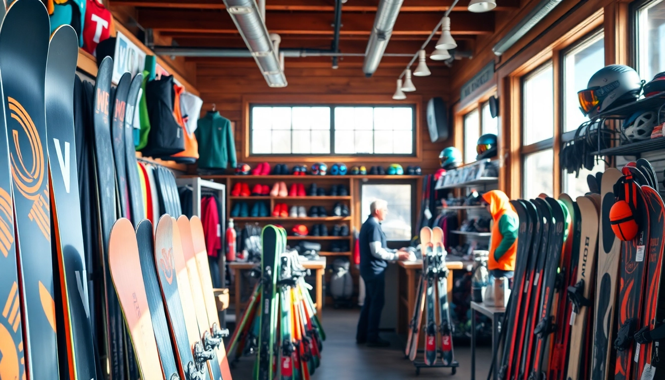 Ski shop Andover, MA showcasing a variety of skiing gear and a friendly staff eager to assist.