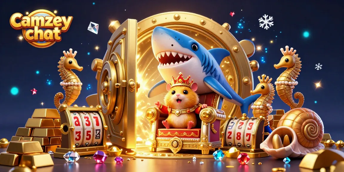 Explore thrilling camzey chat sessions with golden hamster king amidst dazzling treasures.