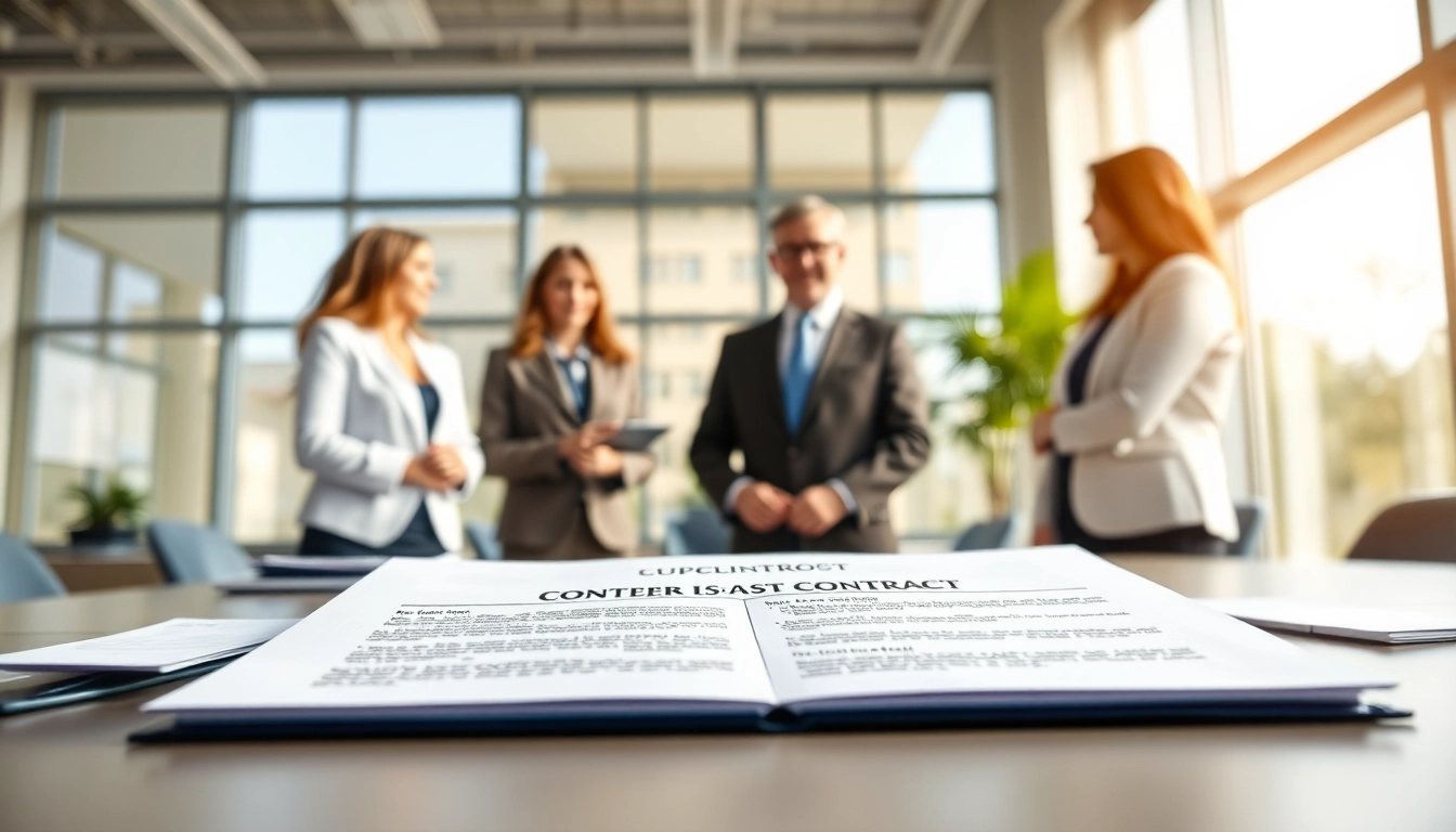 Highlighting Federal and State contracts in a professional office environment with collaborative staff.