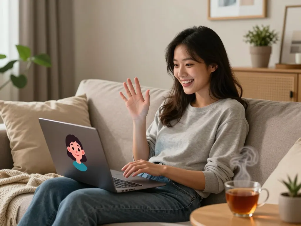 Engaging sex chat AI interaction in a cozy home.