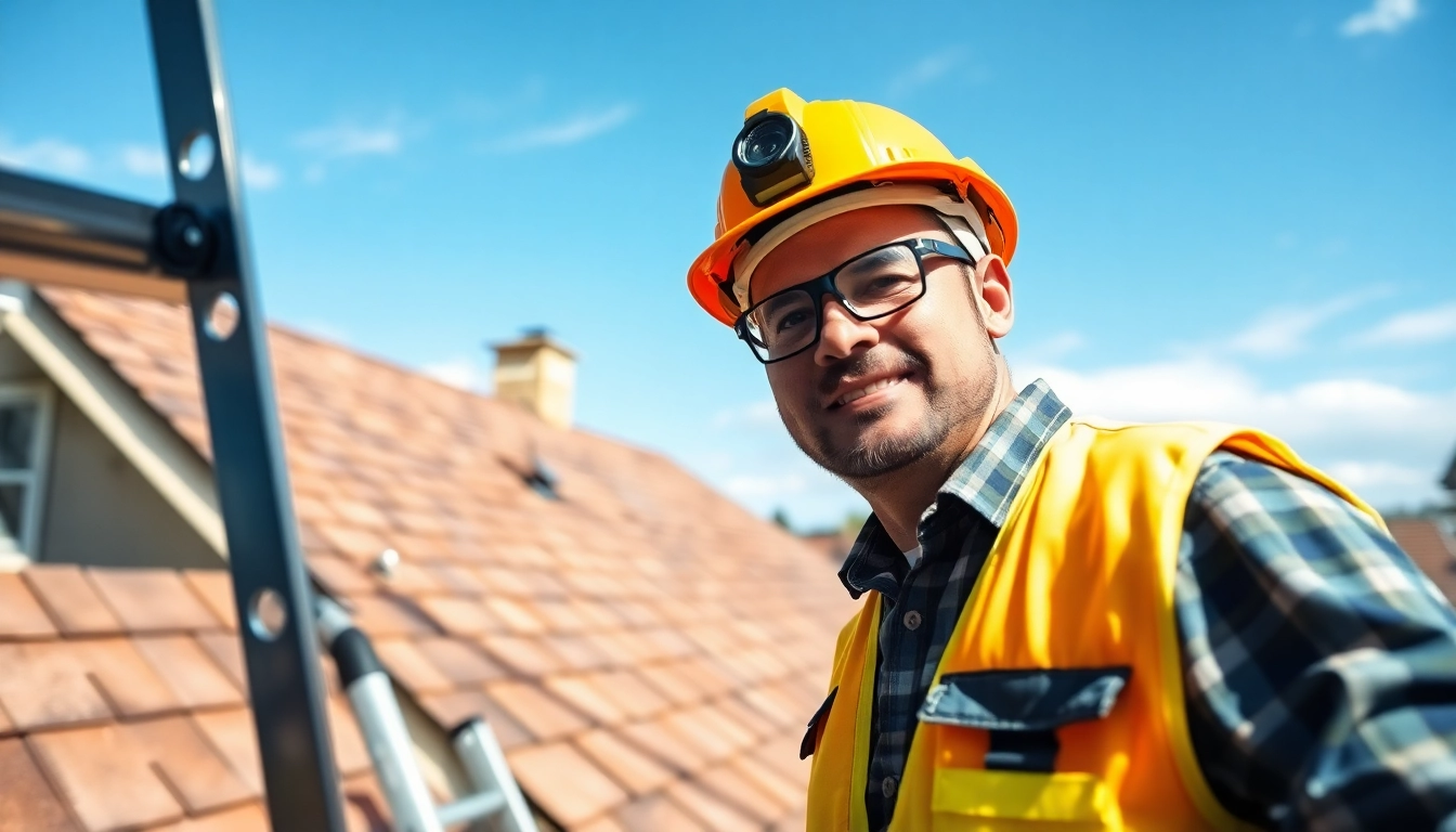 Roof repair inspection by a professional in bright daylight showcasing thoroughness and expertise.