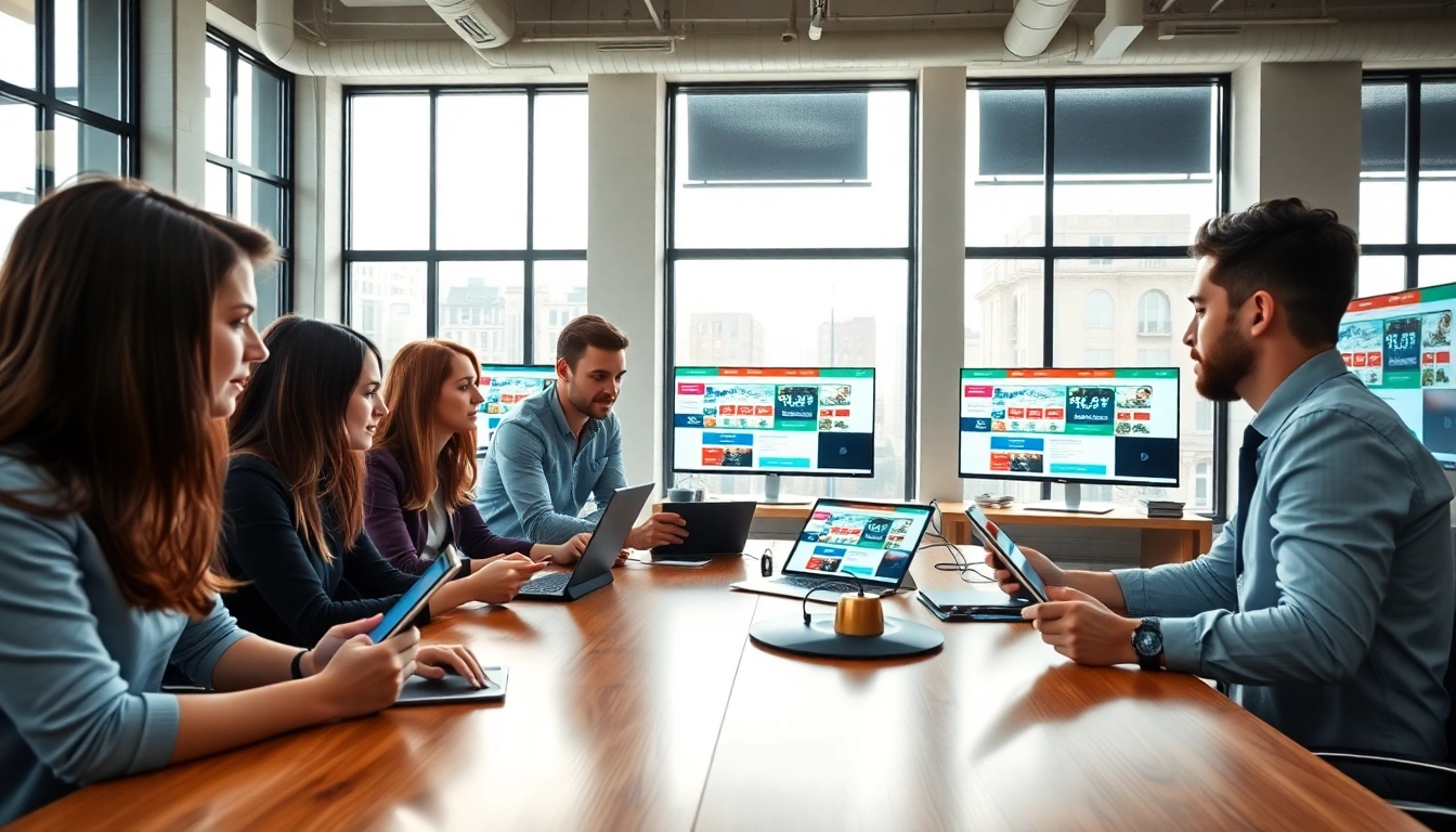Creative collaboration among Hereford Website Designers in a modern workspace.