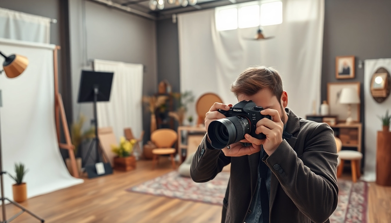 Engaging view of a photography company Edmonton capturing moments in a well-lit studio.