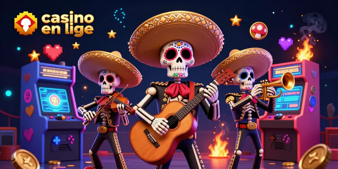 Jouer sur un casino en ligne avec une bande de mariachi squelettique et des machines 3D colorées.