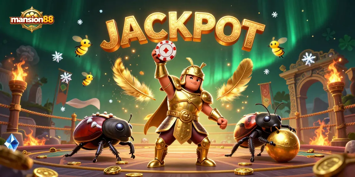 Bid on exciting games at mansion88 with vibrant beetles illustrating a jackpot win.