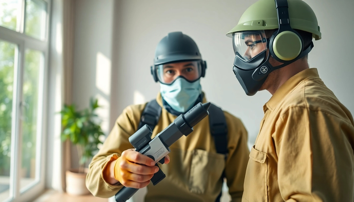 Call bug exterminator now as professionals tackle pests in a bright, modern home setting.