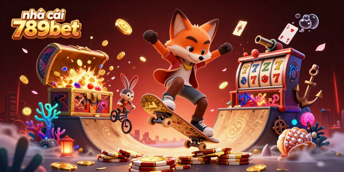 Experience the excitement at nhà cái 789bet with vibrant casino-themed illustration featuring lively characters and rich gaming elements.