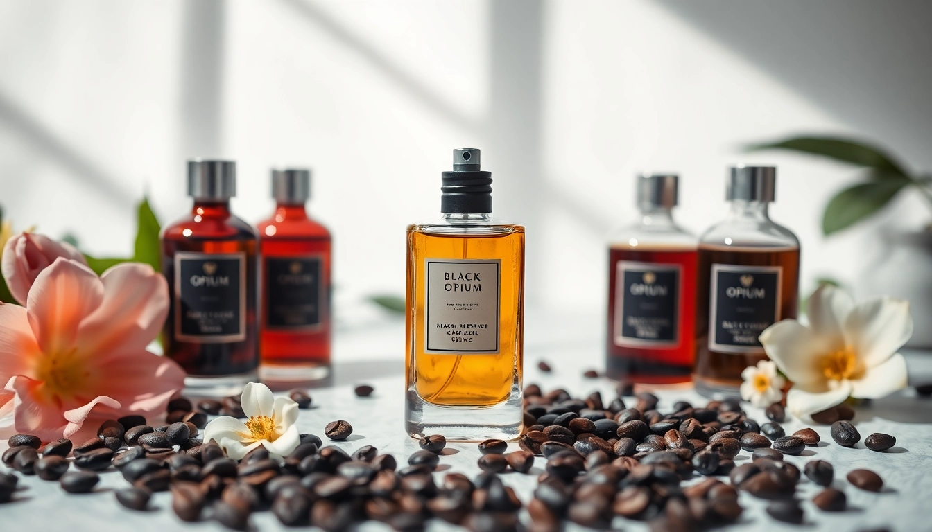 Explore the allure of Black opium alternative with a luxurious fragrance display.