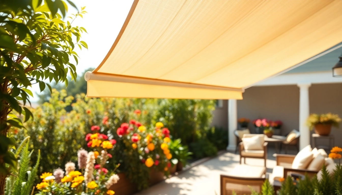 Enhance your space with durable outdoor shades set in a sunny garden.