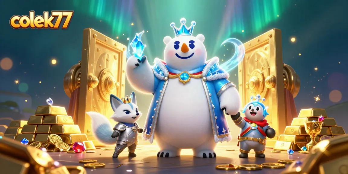 Engage with colek77's vibrant casino adventure featuring a polar bear and a snow fox among treasures.