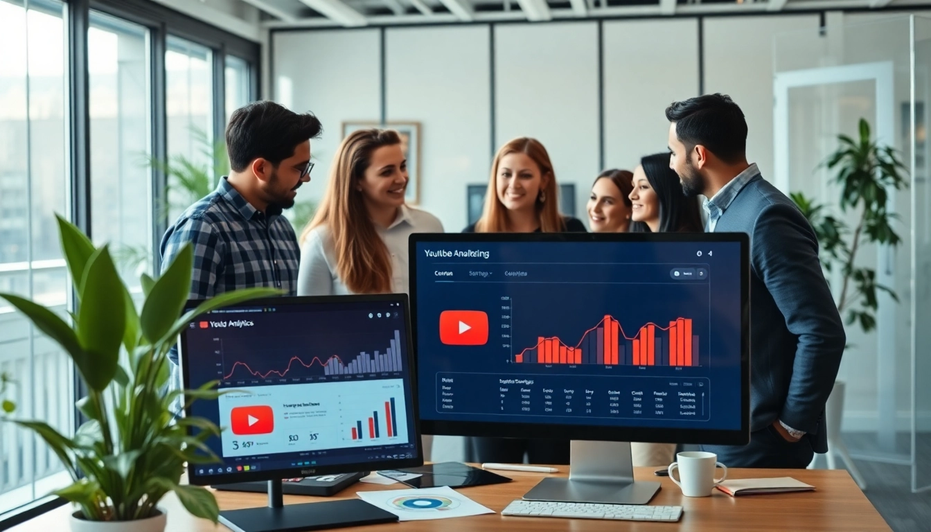 youtube 再生回数 購入の効果を分析する現代的なオフィスシーン