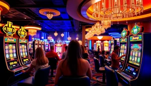 Mainkan luxury138 slot dalam suasana kasino mewah yang penuh warna dan kegembiraan.