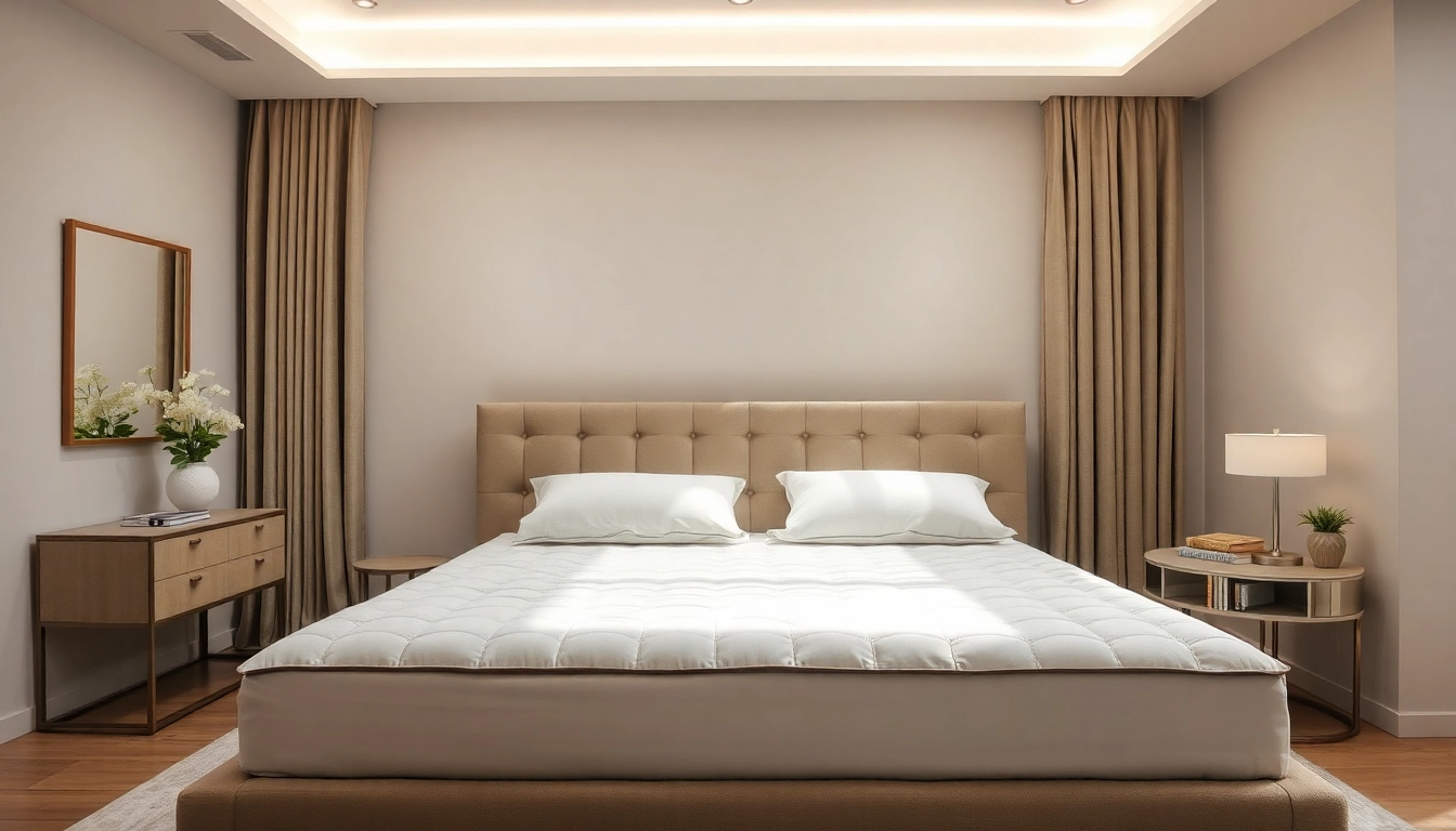 Materassi di alta qualità per un riposo ottimale, presentati in una camera elegante e accogliente.