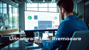 Performing an unnatural link removal service analysis on a computer in a modern office.