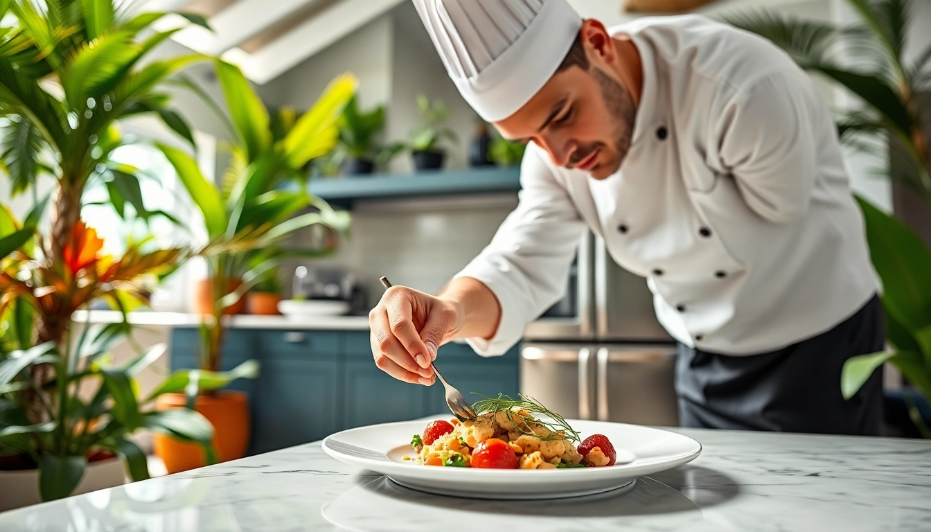 Private chef St Martin crafting exquisite culinary delights in a luxury villa.