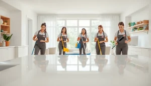 Team providing high-quality Cleaning Service in a bright, organized home environment.