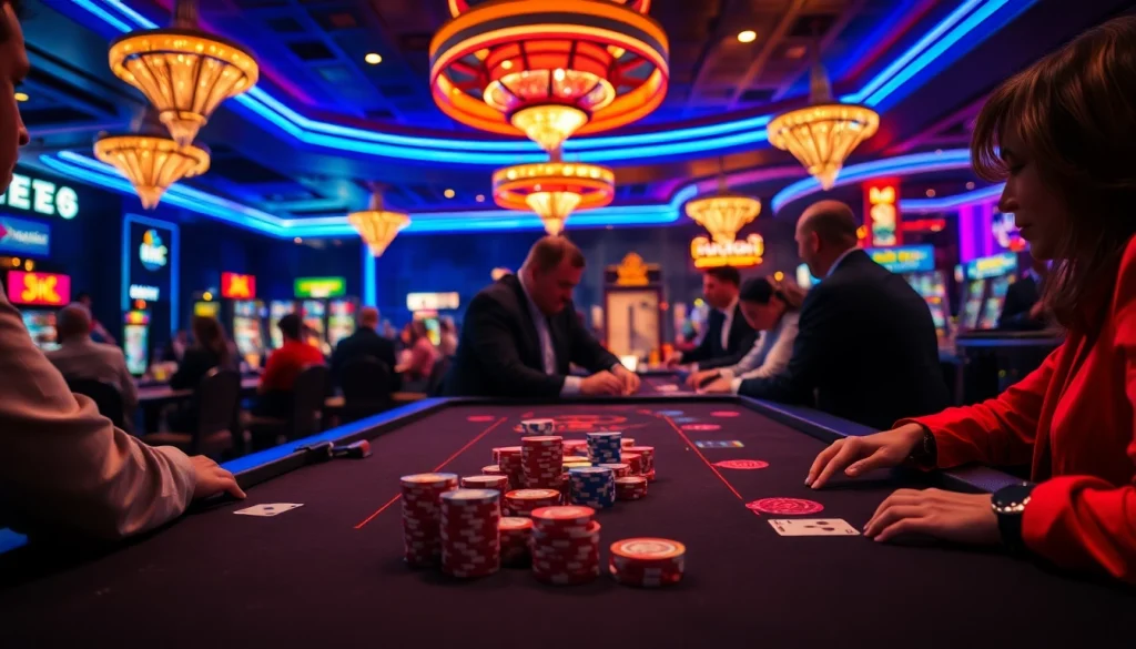 Menghadirkan suasana kasinojitu resmi dengan pemain di meja permainan yang menarik.