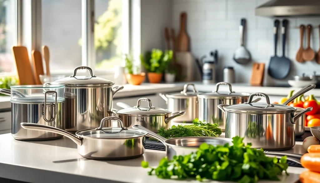 Showcasing premium kitchenware Auckland in a modern cooking environment with bright sunlight.